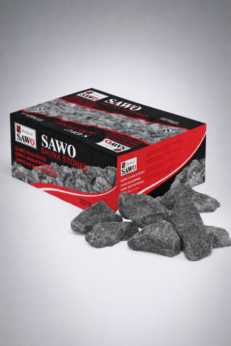 Original SAWO Saunasteine 20 kg. Perfekt für gleichmäßige Hitze und lange Lebensdauer im Saunaofen.