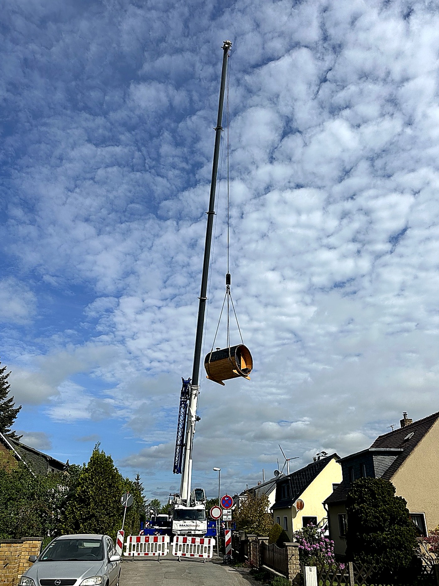 Sauna Montage Leipzig Anlieferung Straße SpaDucha